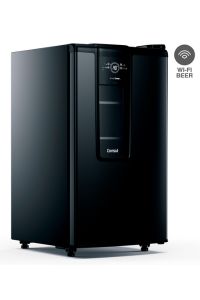 3. cervejeira-consul-smartbeer-carbono-cze12ae-frente.jpg Cervejeira Consul Smartbeer Carbono CZE12AE preta de frente, e janela de vidro e display digital.