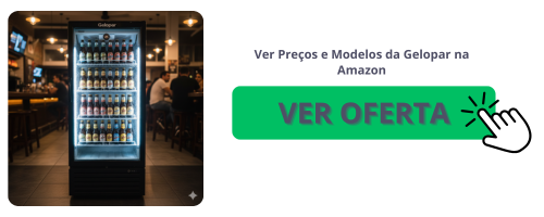 Cervejeira Gelopar: Ver Oferta na Amazon Cervejeira Gelopar com garrafas de cerveja e botão de oferta para Amazon